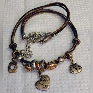 Vintage Chico's BOHO Cat Charm Choker Necklace